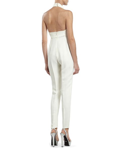 pearl white silk cady jumpsuit